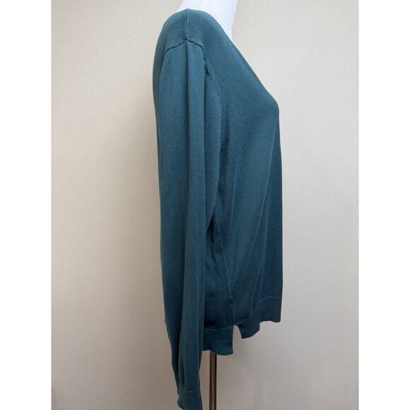 Loft Outlet Green Lightweight Knit Sweater Women's Size XL Long Sleeve V-neck - Picture 4 of 12